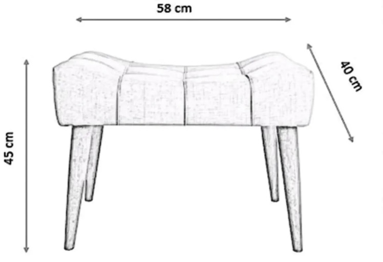 Ahşap Ayaklı Dekoratif Dikdörtgen Lüks Puf
