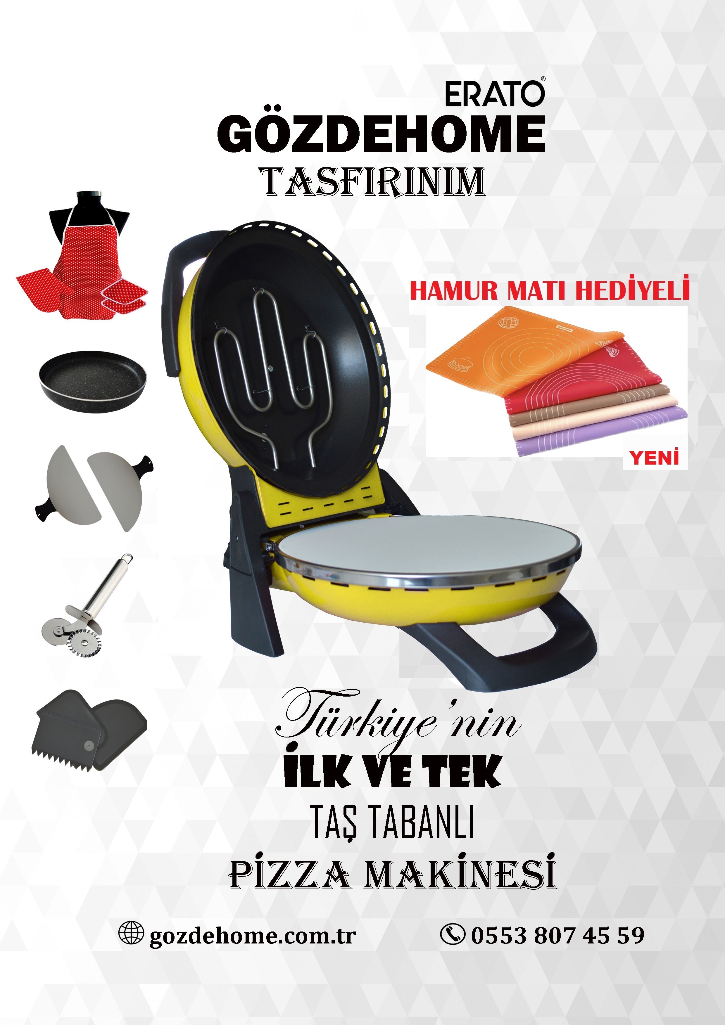 SARI Gözdehome Erato Taşfırınım Doğal Taş Tabanlı Pizza Makinesi